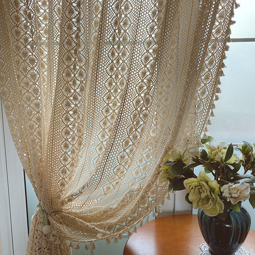 LaceHarvest™ Crochet Curtain | Semi-Sheer Farmhouse & Boho Style