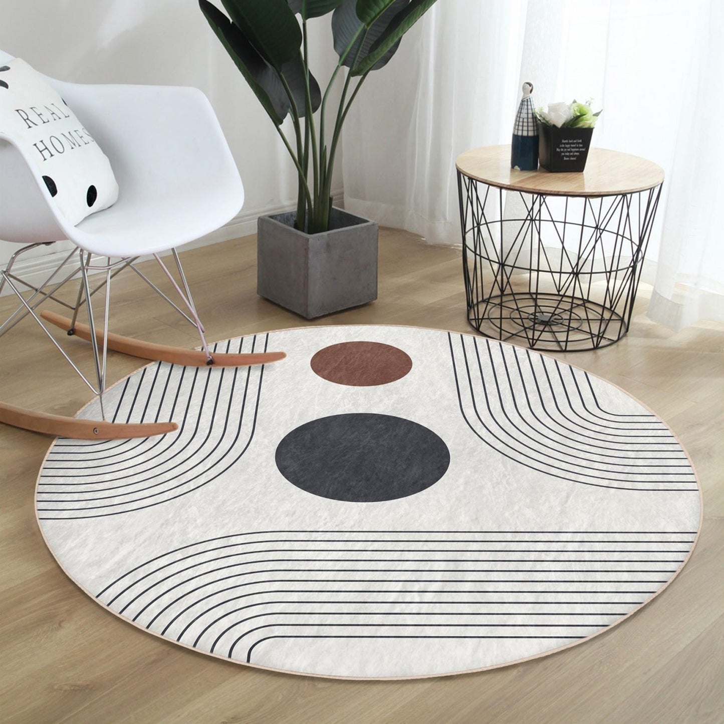 Abstract Minimalist Circular Rug
