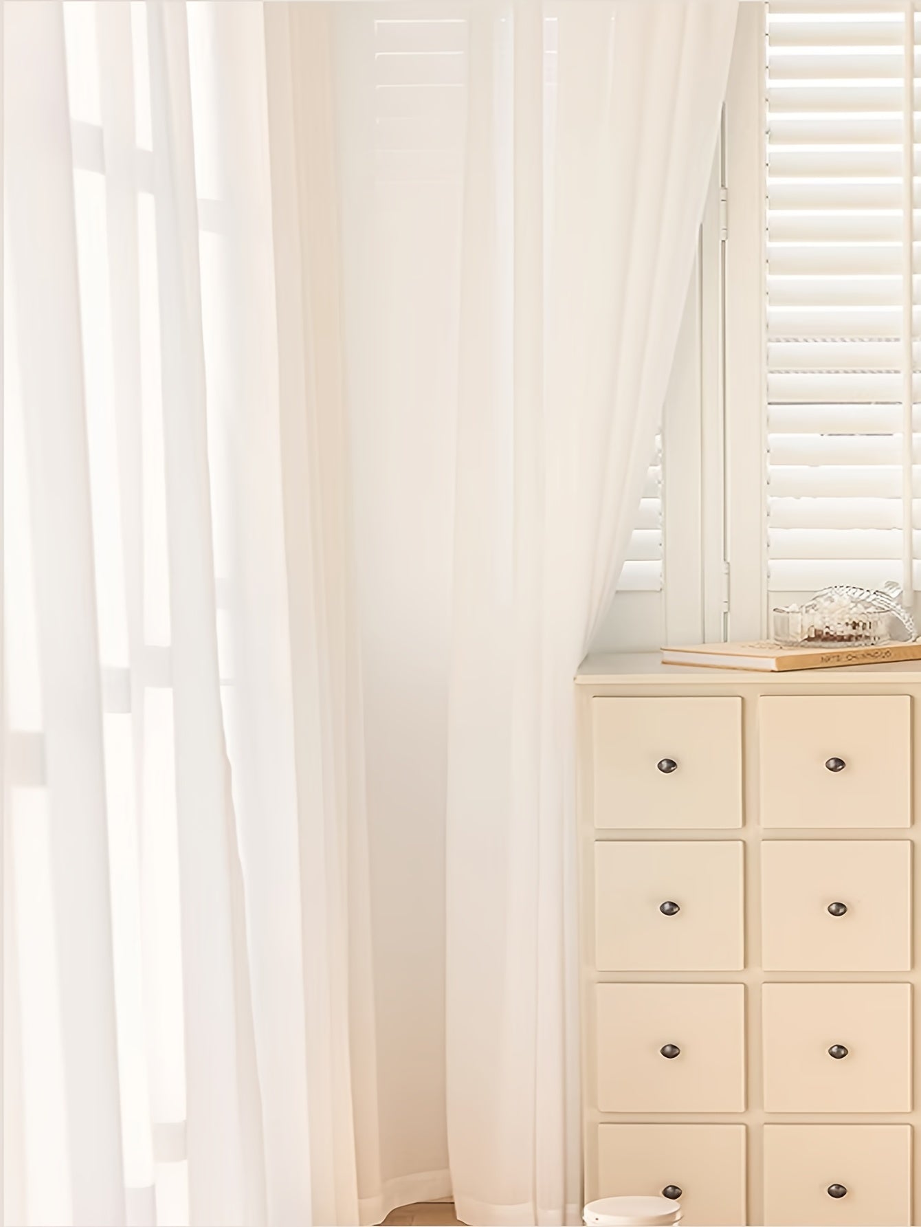 Country Rustic White Yarn Semi-Sheer Curtains