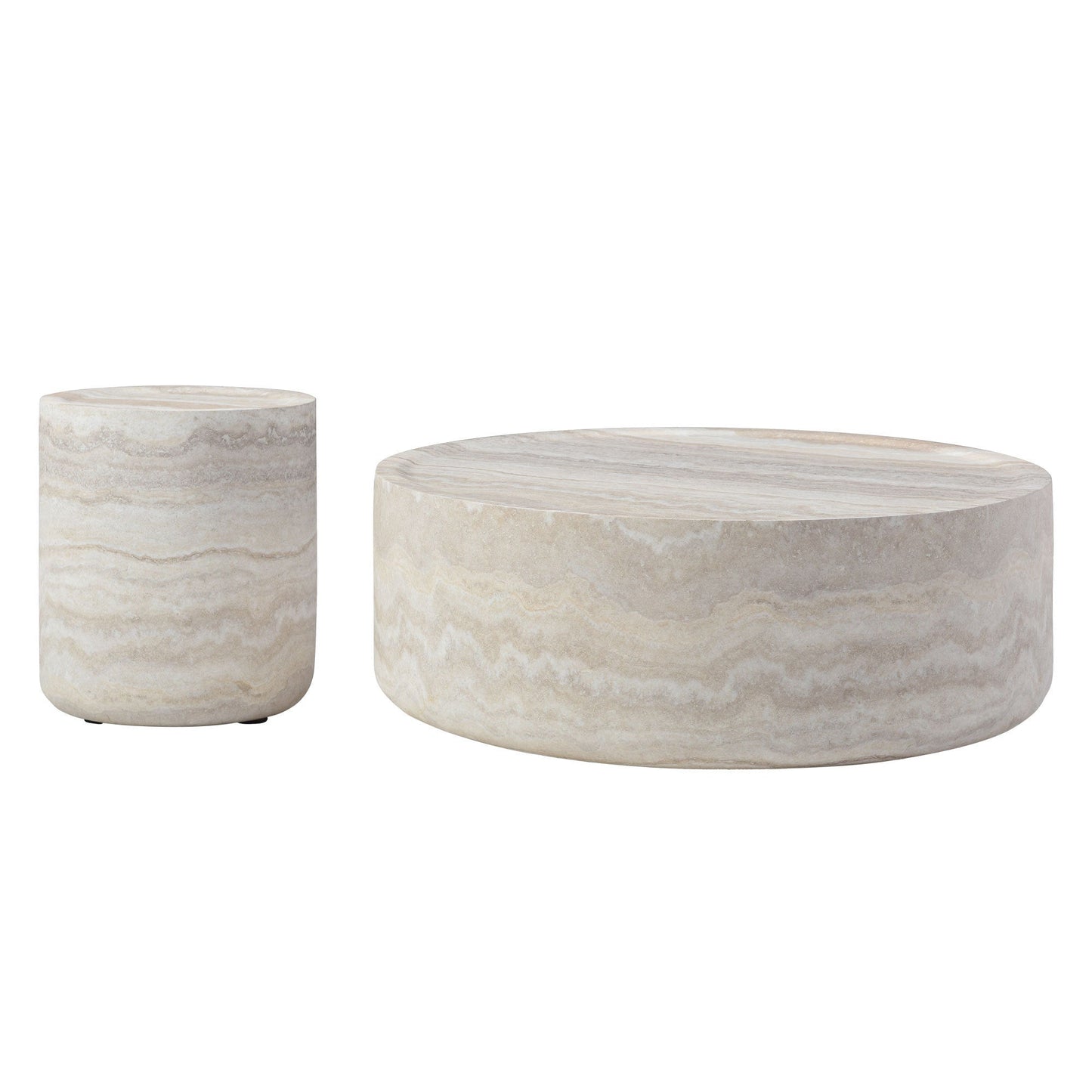 Faux Travertine Pattern Coffee Tables (Set of 2)