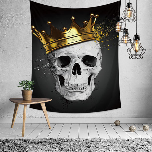 Skull King Tapestry, Skeleton Crown, Tapestry Aesthetic, Wall Hanging