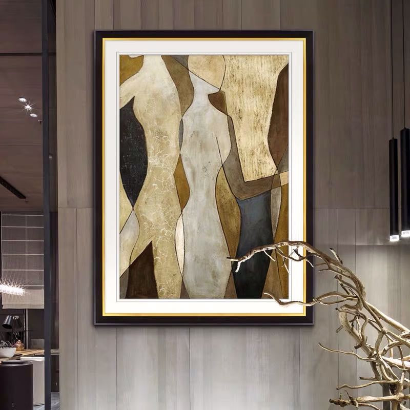 Hand-Painted Abstract Figure Canvas – Minimalist Modern Wall Art