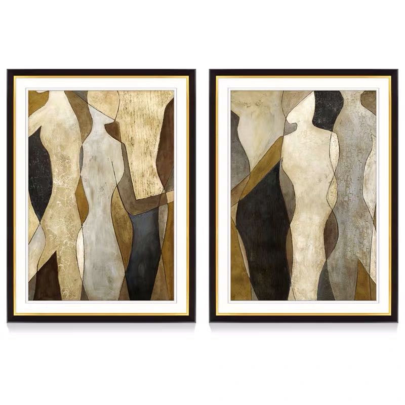 Hand-Painted Abstract Figure Canvas – Minimalist Modern Wall Art