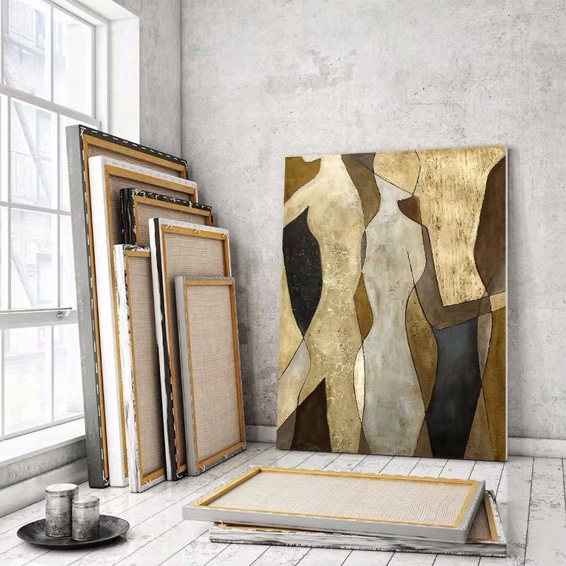 Hand-Painted Abstract Figure Canvas – Minimalist Modern Wall Art