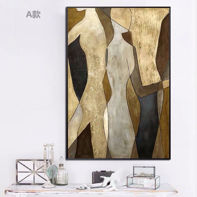 Hand-Painted Abstract Figure Canvas – Minimalist Modern Wall Art