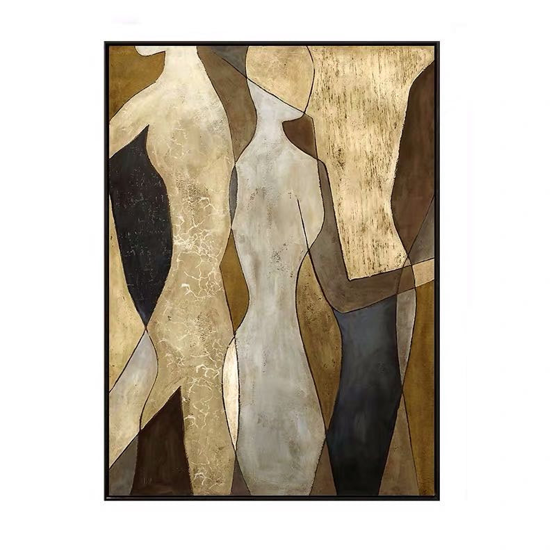 Hand-Painted Abstract Figure Canvas – Minimalist Modern Wall Art