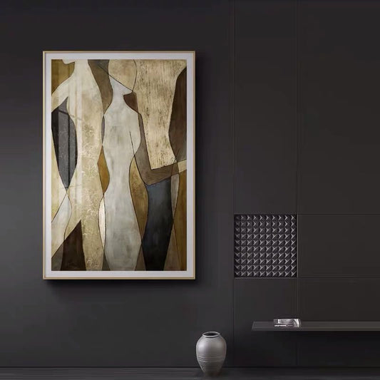 Hand-Painted Abstract Figure Canvas – Minimalist Modern Wall Art