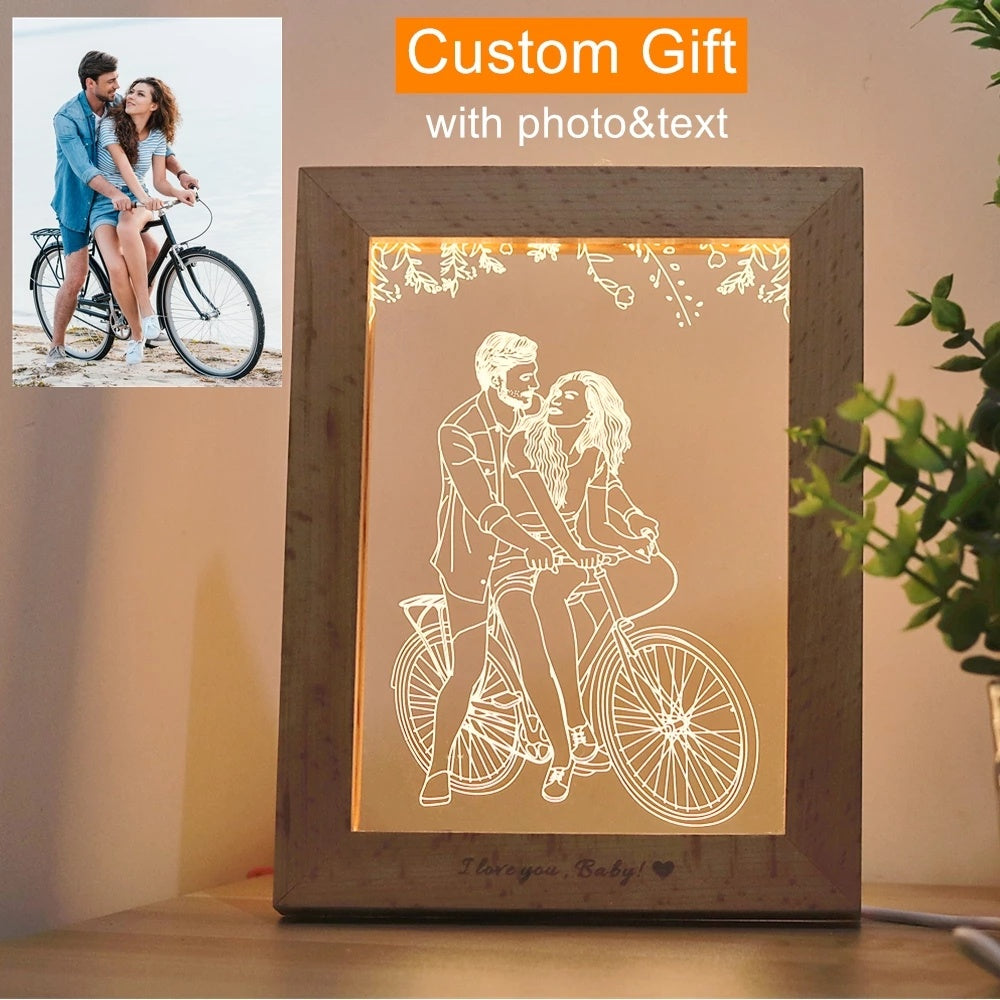 LumiFrame™ – Custom LED Wood Photo Frame with Engraving