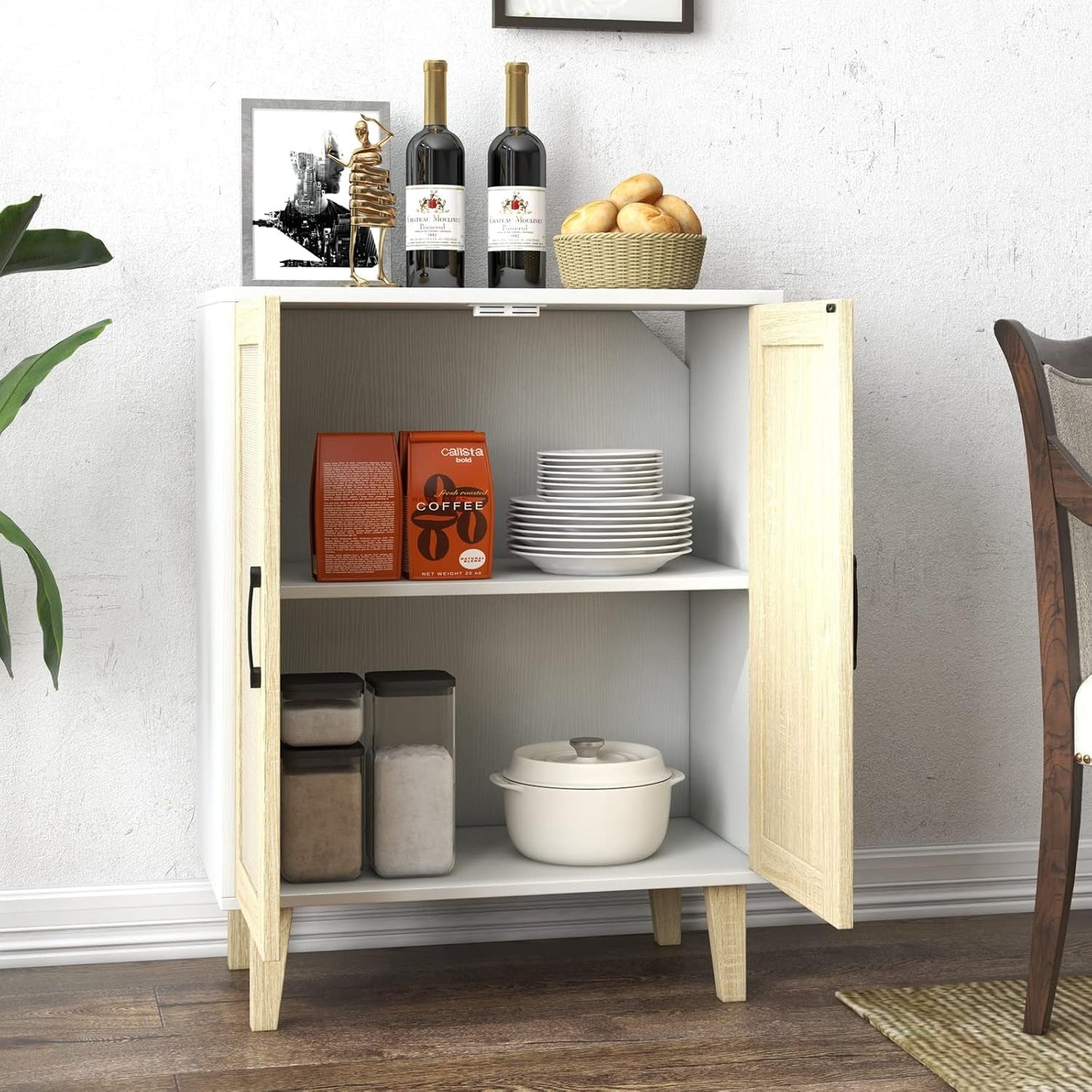 Stylish Storage Console with Rattan Doors | Buffet Cabinet