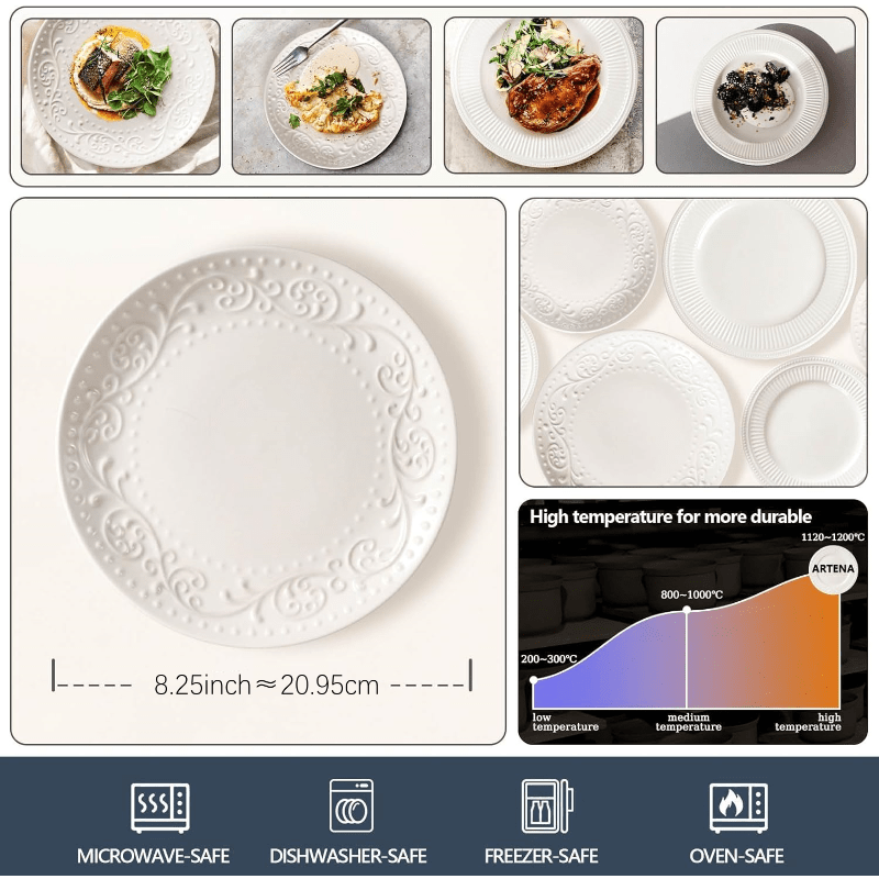 Artena 4-Piece Embossed Porcelain Dinnerware Set – Durable & Stylish
