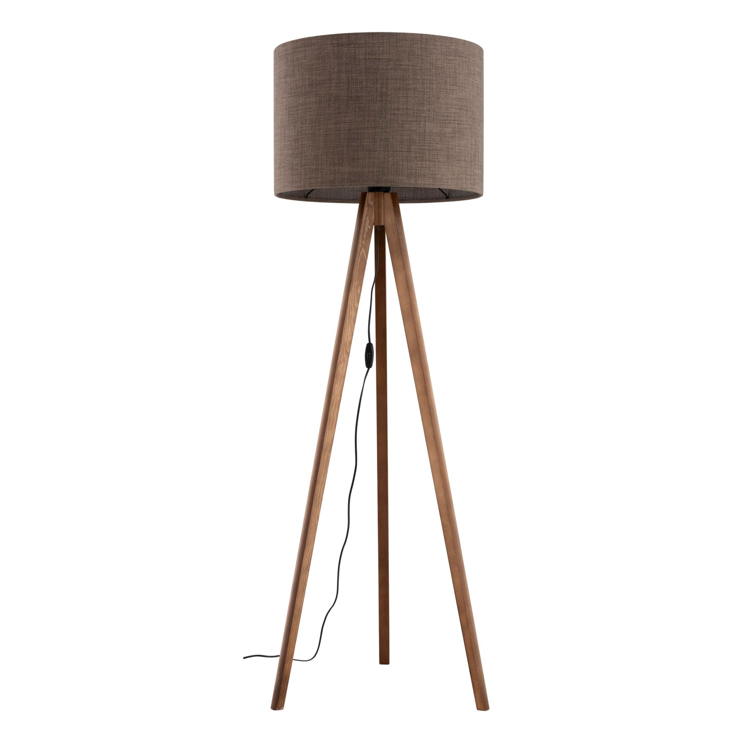 Black Natural Wood Standing Lamp – Elegant Tripod Design