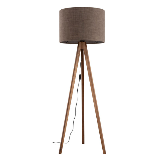 Brown Natural Wood Standing Lamp – Elegant Tripod Design