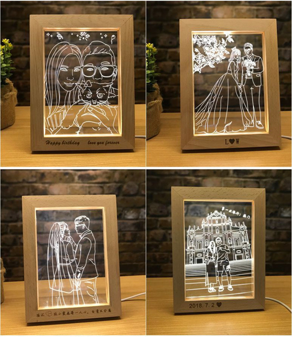 LumiFrame™ – Custom LED Wood Photo Frame with Engraving