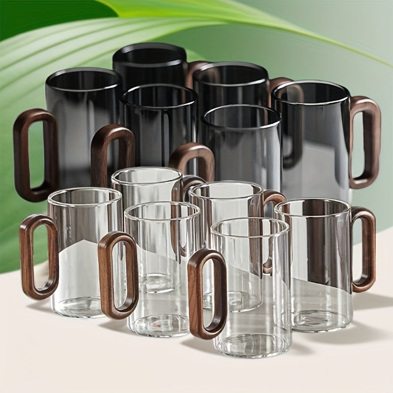 Curated Sip Glass Mug Set with Natural Walnut Handle | Sustainable & Stylish