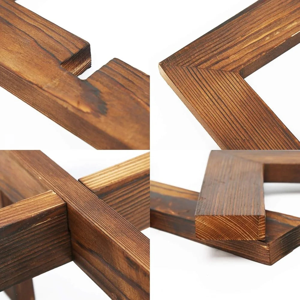 Close-up of wooden furniture joints on a white background
