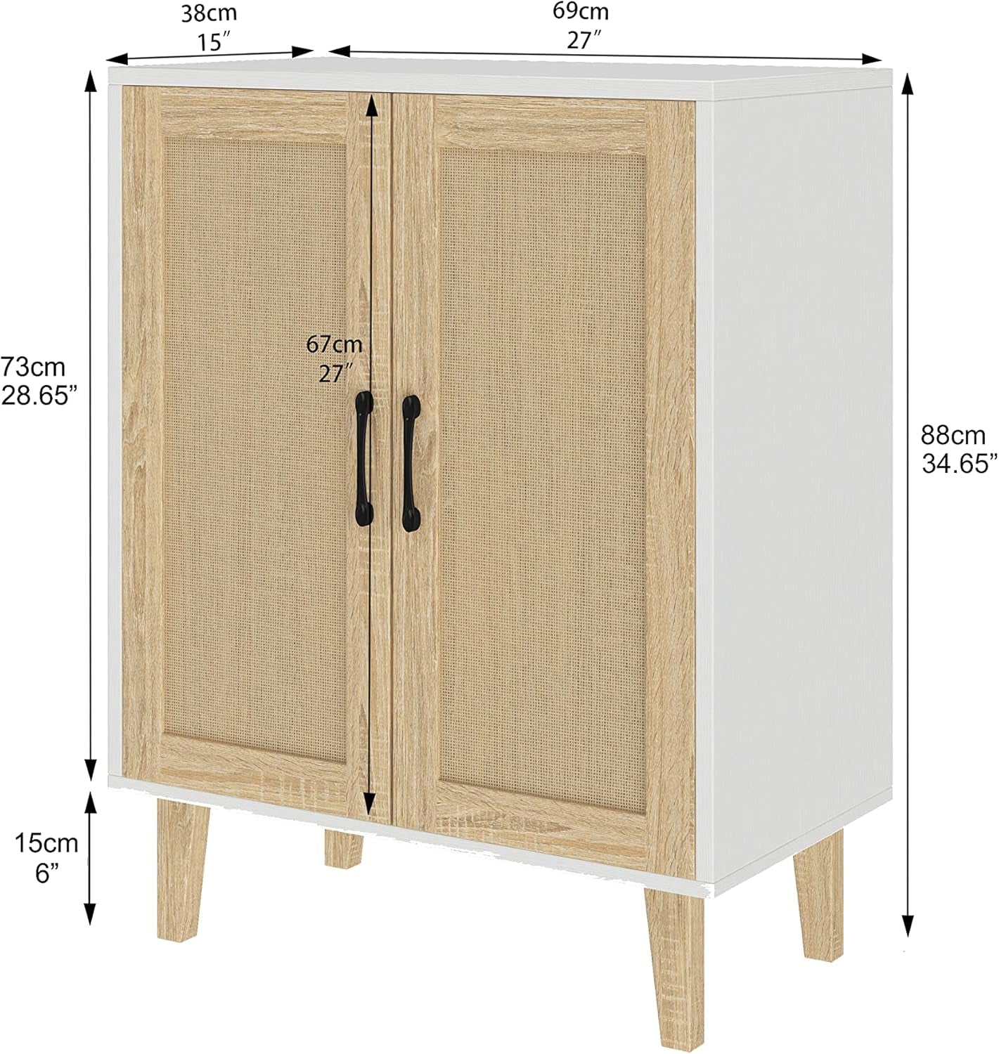 Stylish Storage Console with Rattan Doors | Buffet Cabinet