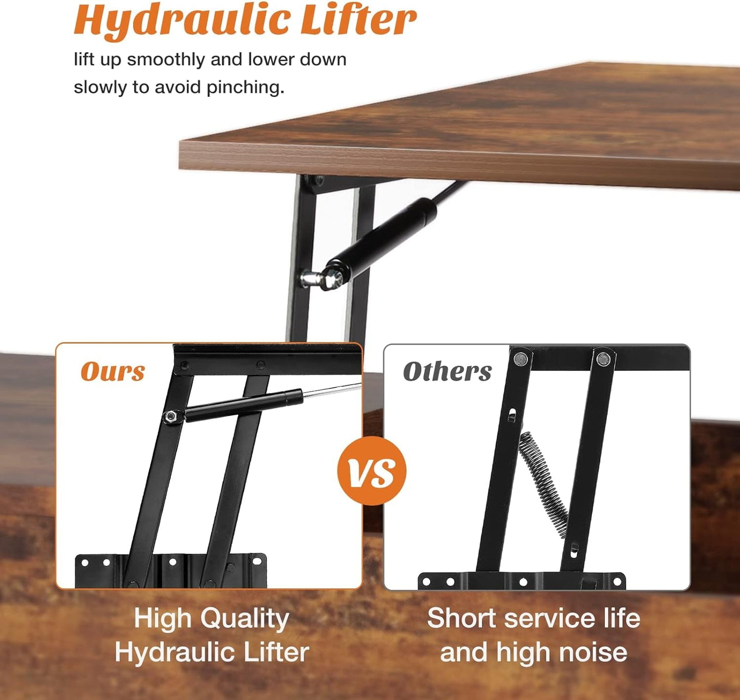 Textured Wood Lift Top Coffee Table