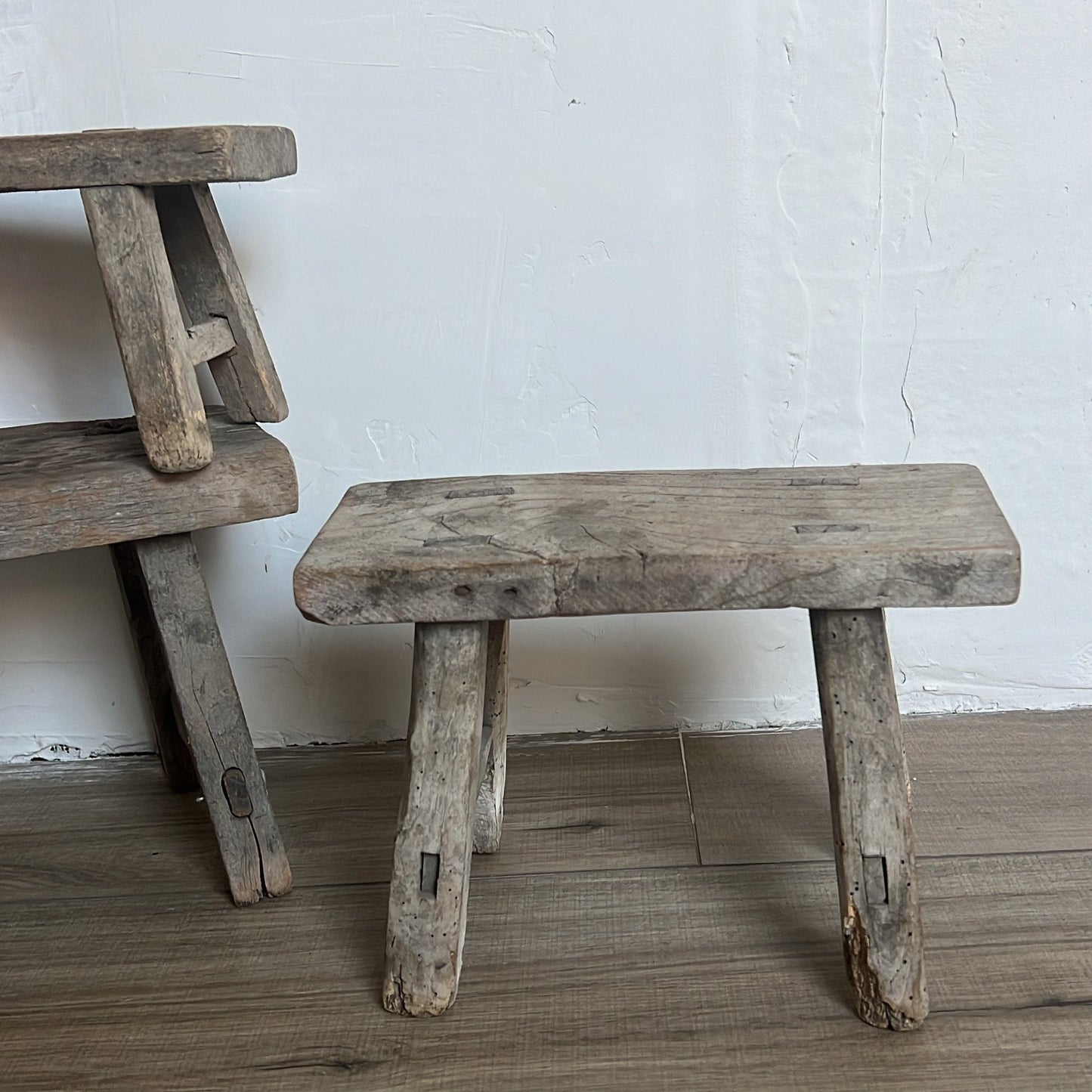 Century-Old Handmade Raw Wood Stool