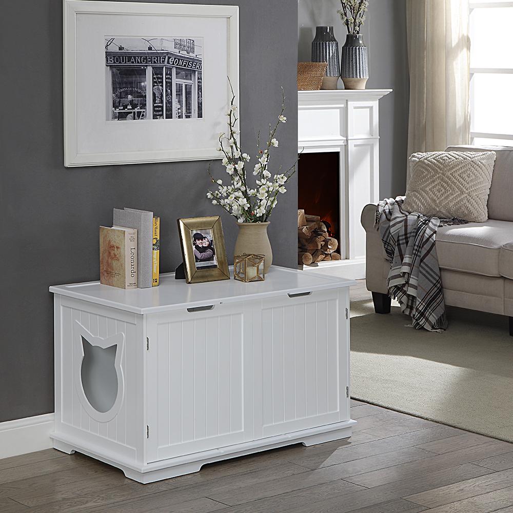 Cat Litter Box Enclosure Furniture | Hidden Cat Washroom & End Table