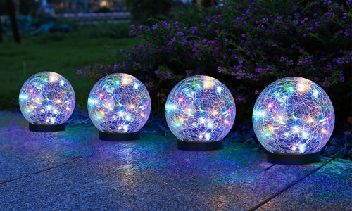 Solar-Powered Cracked Glass Ball Lights