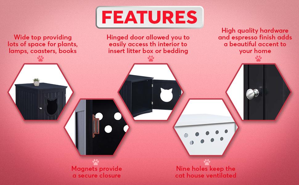Multi-Use Cat Furniture Nightstand & Litter Enclosure