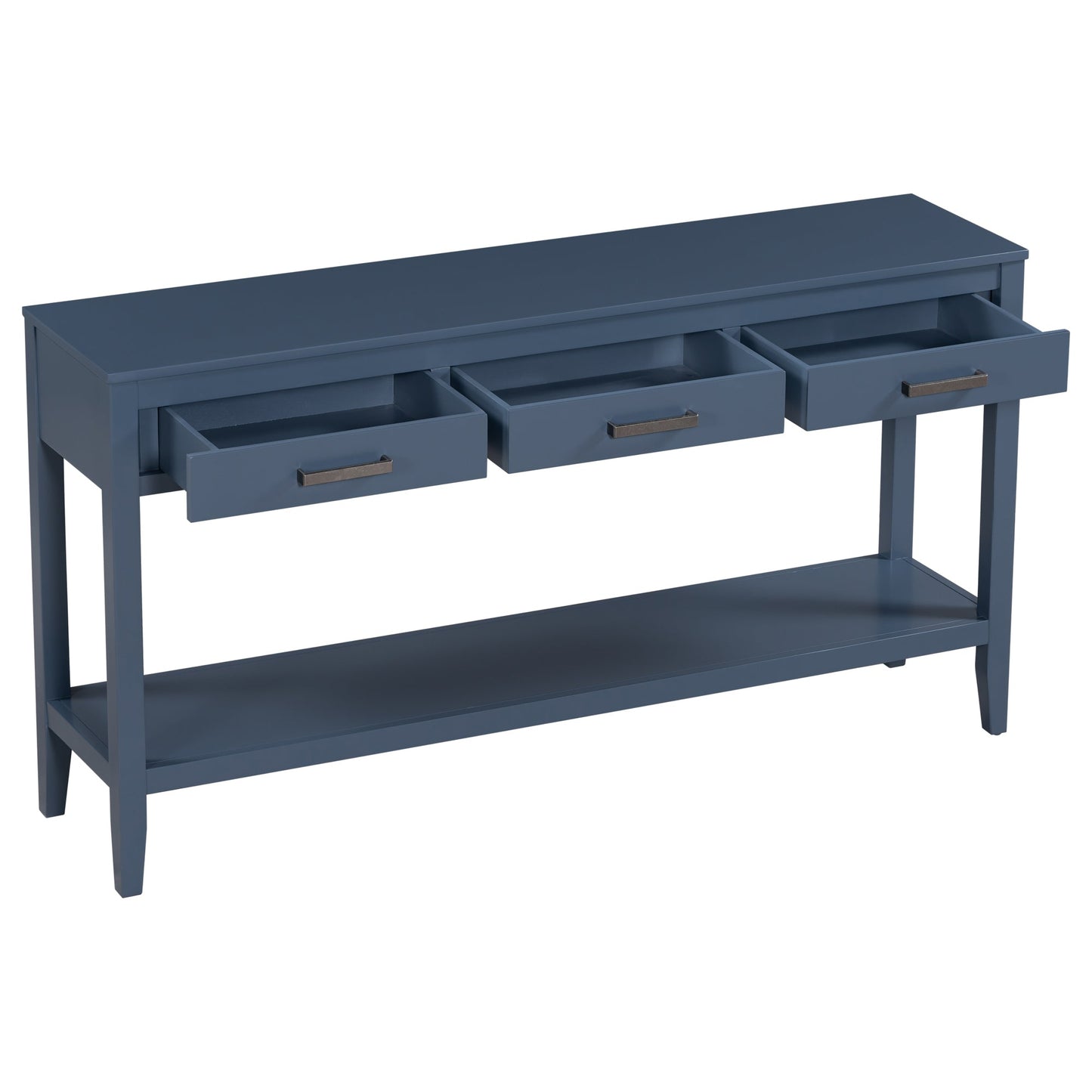 Navy Blue Console Table with Drawers & Shelf | Minimalist Sofa Table