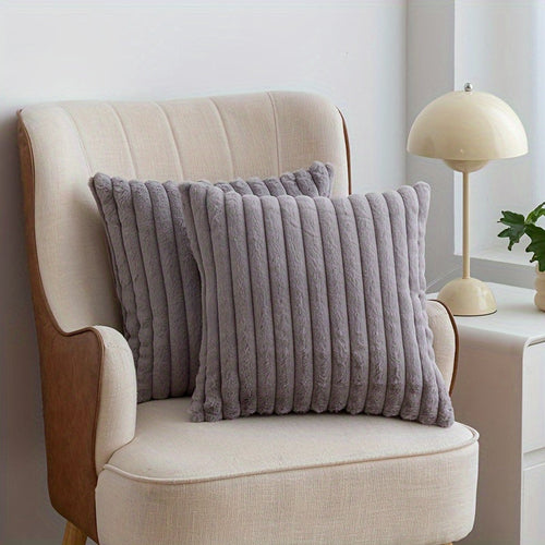 Luxury Plush Faux Fur Pillow Covers with Zipper Closure | Set of 2