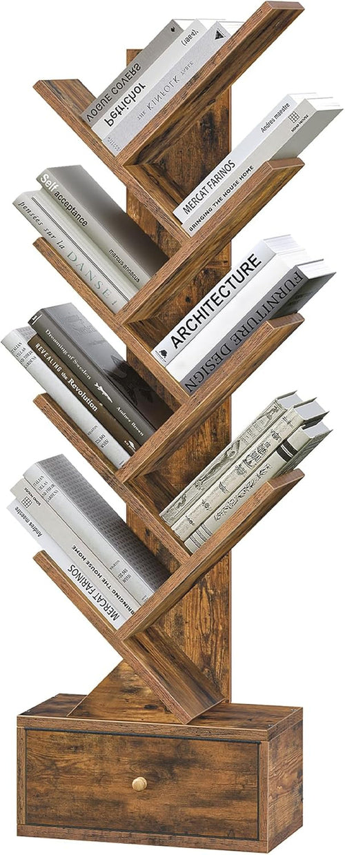 9-Tier Tree Book Shelf with Drawer