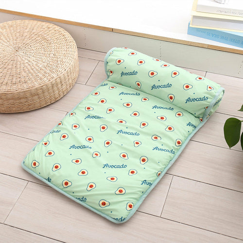 Ice Silk Cooling Pet Mat with Non-Slip Bottom & Pillow