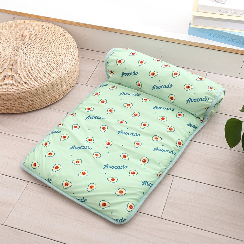 Ice Silk Cooling Pet Mat with Non-Slip Bottom & Pillow