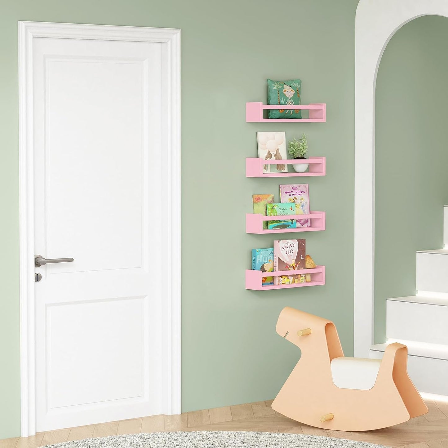 Playful Pink Floating Shelves - Organize in Style (Set of 4)