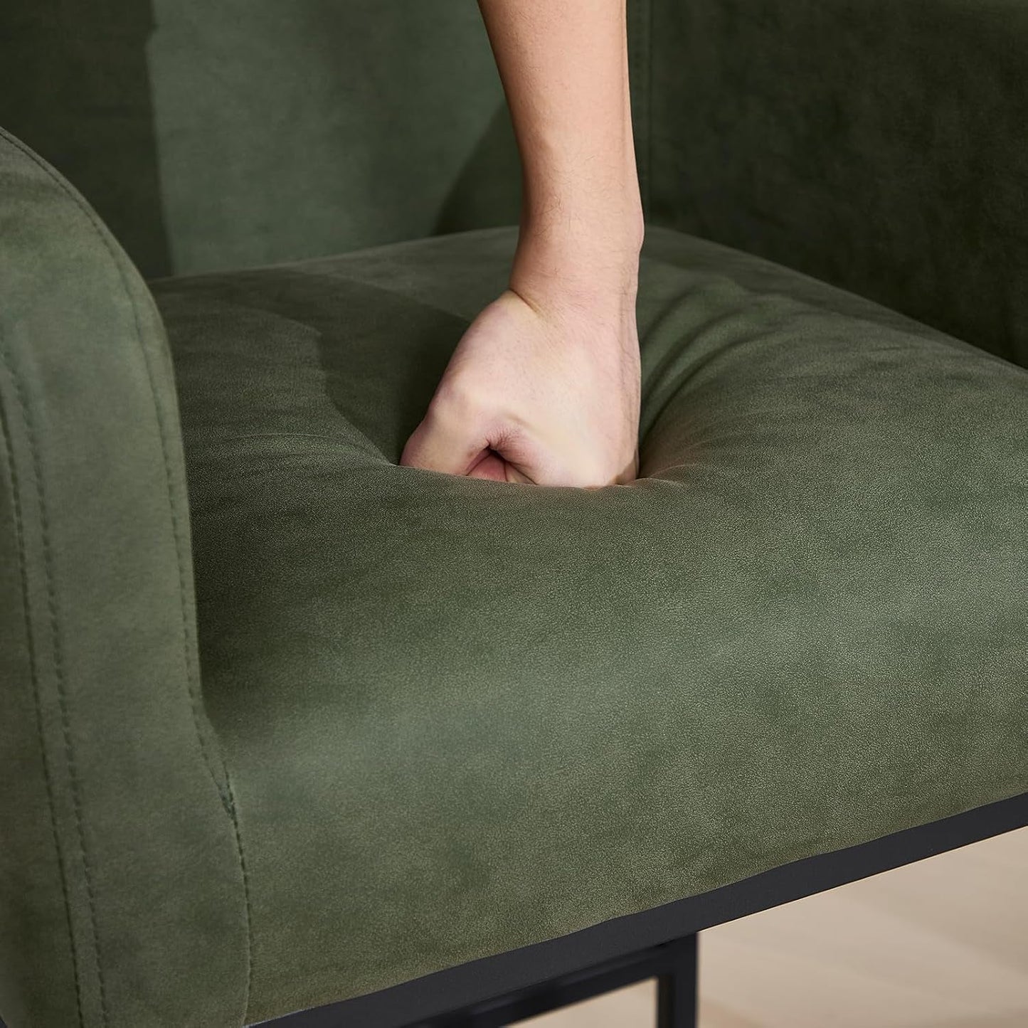 Modern 25" Green Leather Bar Stools (2)