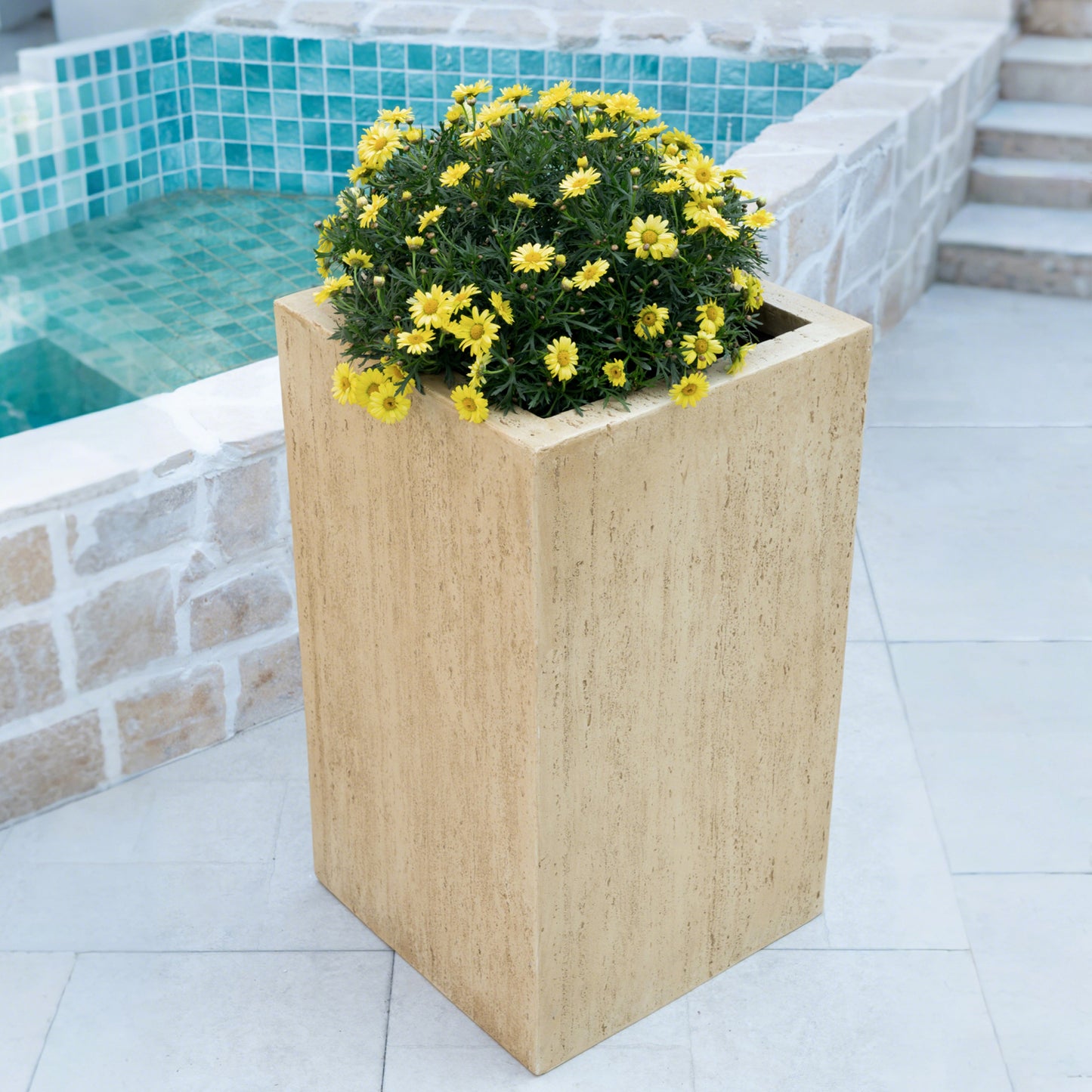 Magnesium Oxide (MGO) Planter Box | 27-Inch Tall with Drainage Plug
