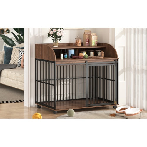 Stylish Indoor Dog House for Large Dogs – Engineered Wood & Steel