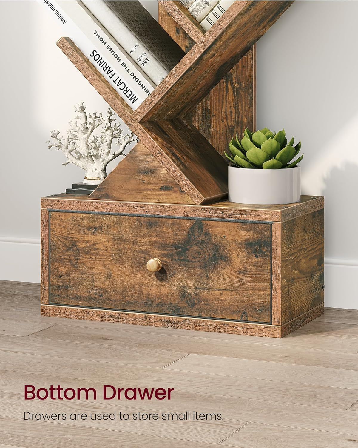 9-Tier Tree Book Shelf with Drawer