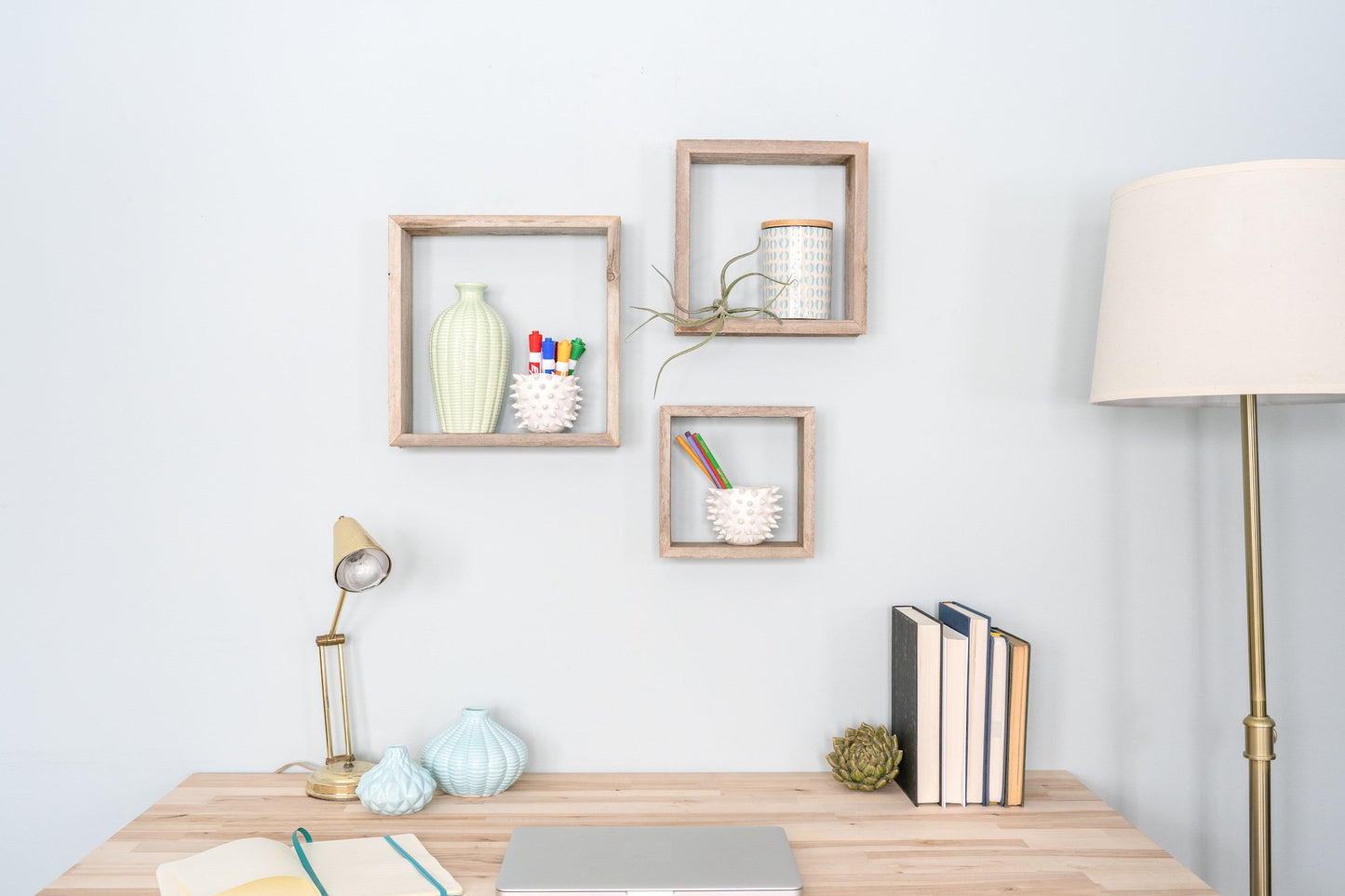 Rustic Farmhouse Wall Cubes – Set of 3 Wooden Display Shelves