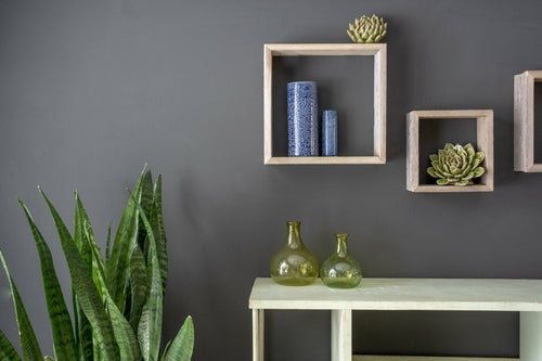Rustic Farmhouse Wall Cubes – Set of 3 Wooden Display Shelves