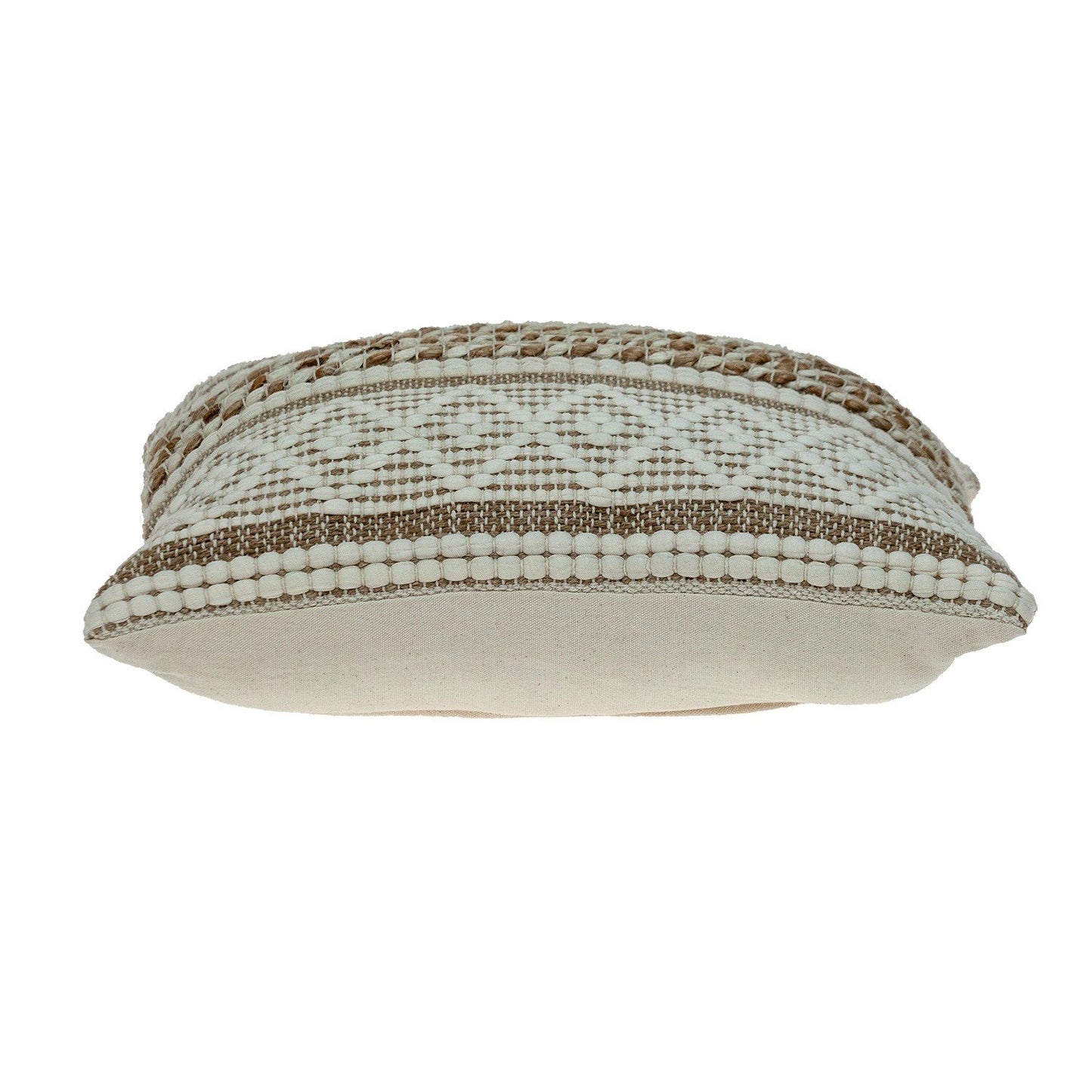 Handwoven Linen & Jute Throw Pillow – Ivory and Brown with Insert