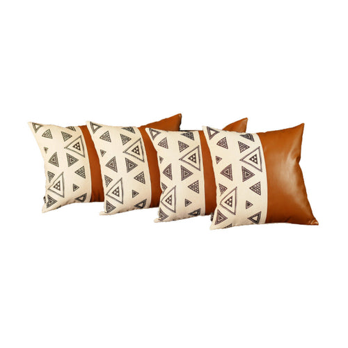 Modern & Rustic Faux Leather Throw Pillow Covers (Set of 4)