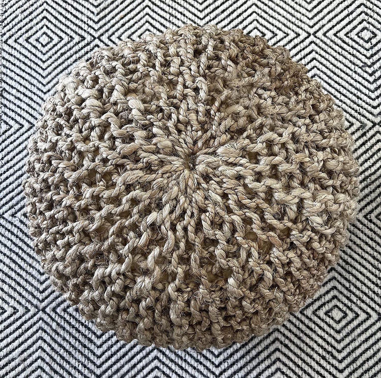 Versatile Footrest Hand-Woven Jute Pouf & Ottoman Stool