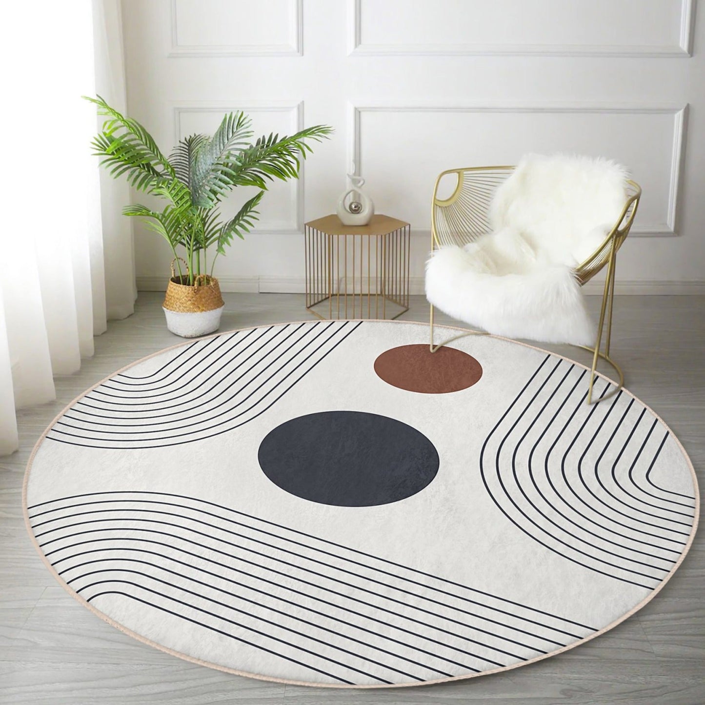 Abstract Minimalist Circular Rug