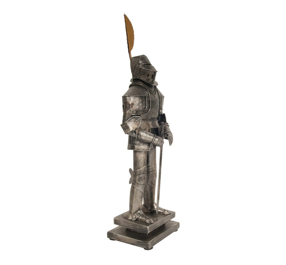 18" Gray Metal Knight Figurine