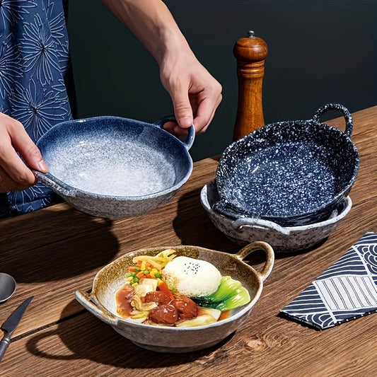 Brunch table setup with double ear ceramic plates and fresh food