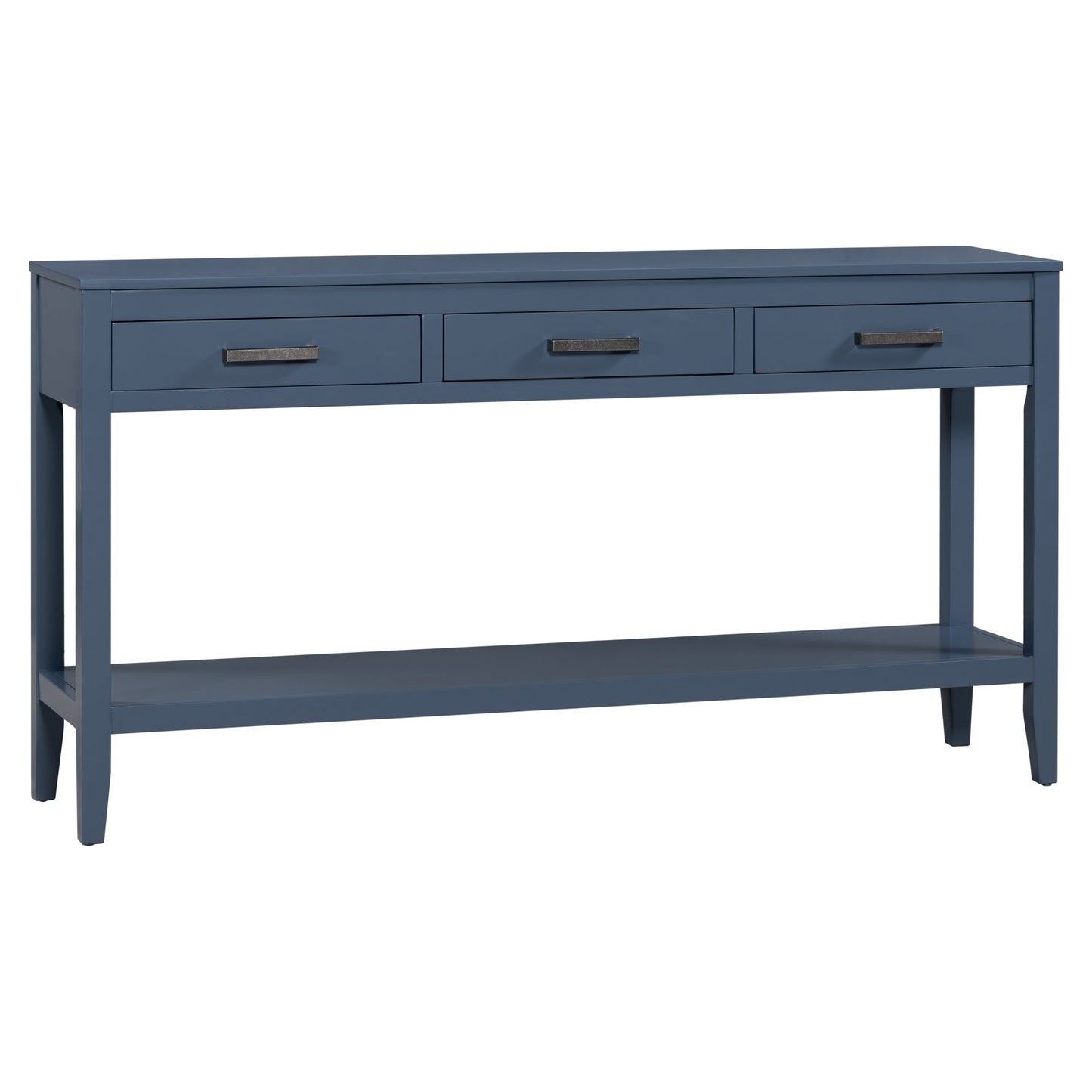 Navy Blue Console Table with Drawers & Shelf | Minimalist Sofa Table