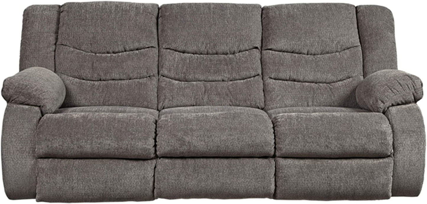 Grayson Gray Chenille Waterfall Back Recliner Couch in Neutral Gray