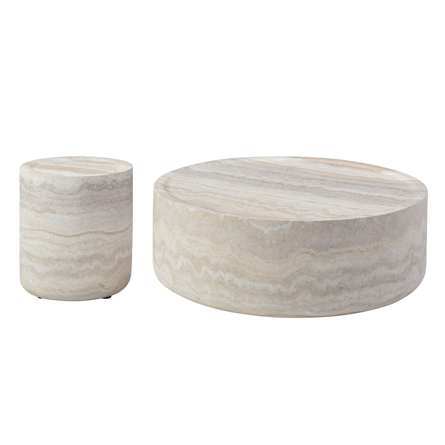 Faux Travertine Pattern Coffee Tables (Set of 2)