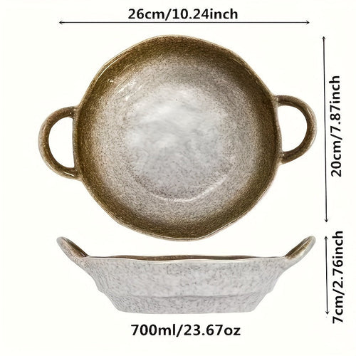 Octagonal Double Ear Ceramic Plate Set – Stylish & Functional