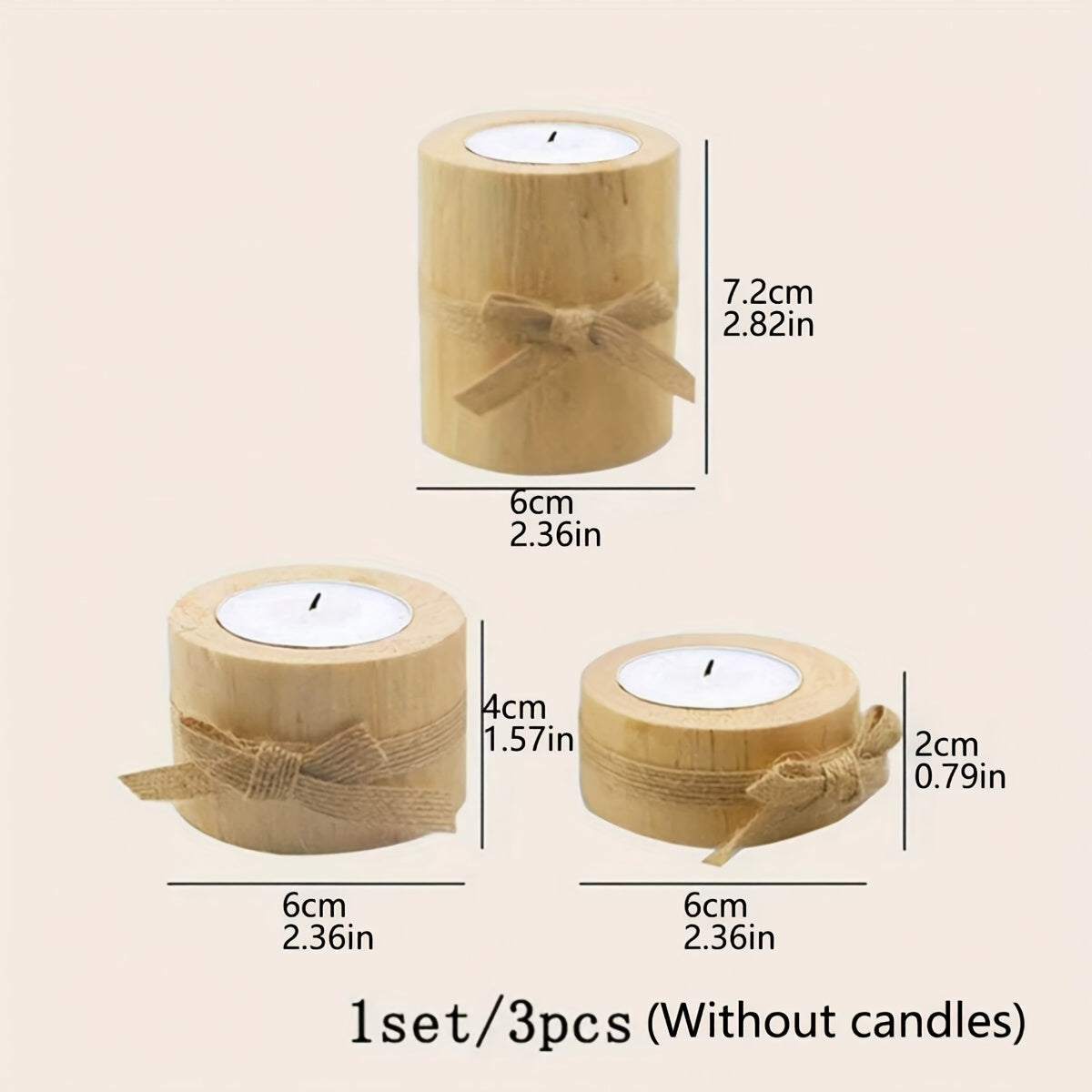 Handmade Wooden Cylindrical Candlesticks