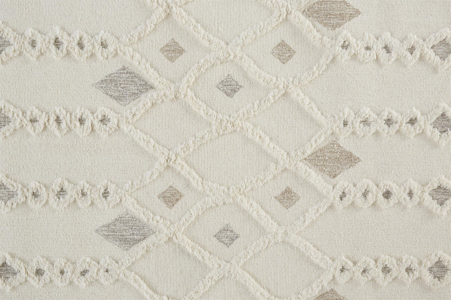 Hand-Tufted Wool Area Rug – Geometric Ivory & Silver