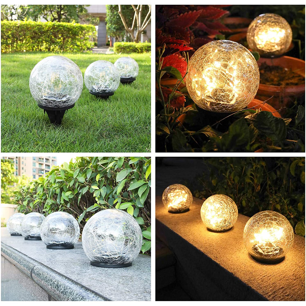 Solar-Powered Cracked Glass Ball Lights